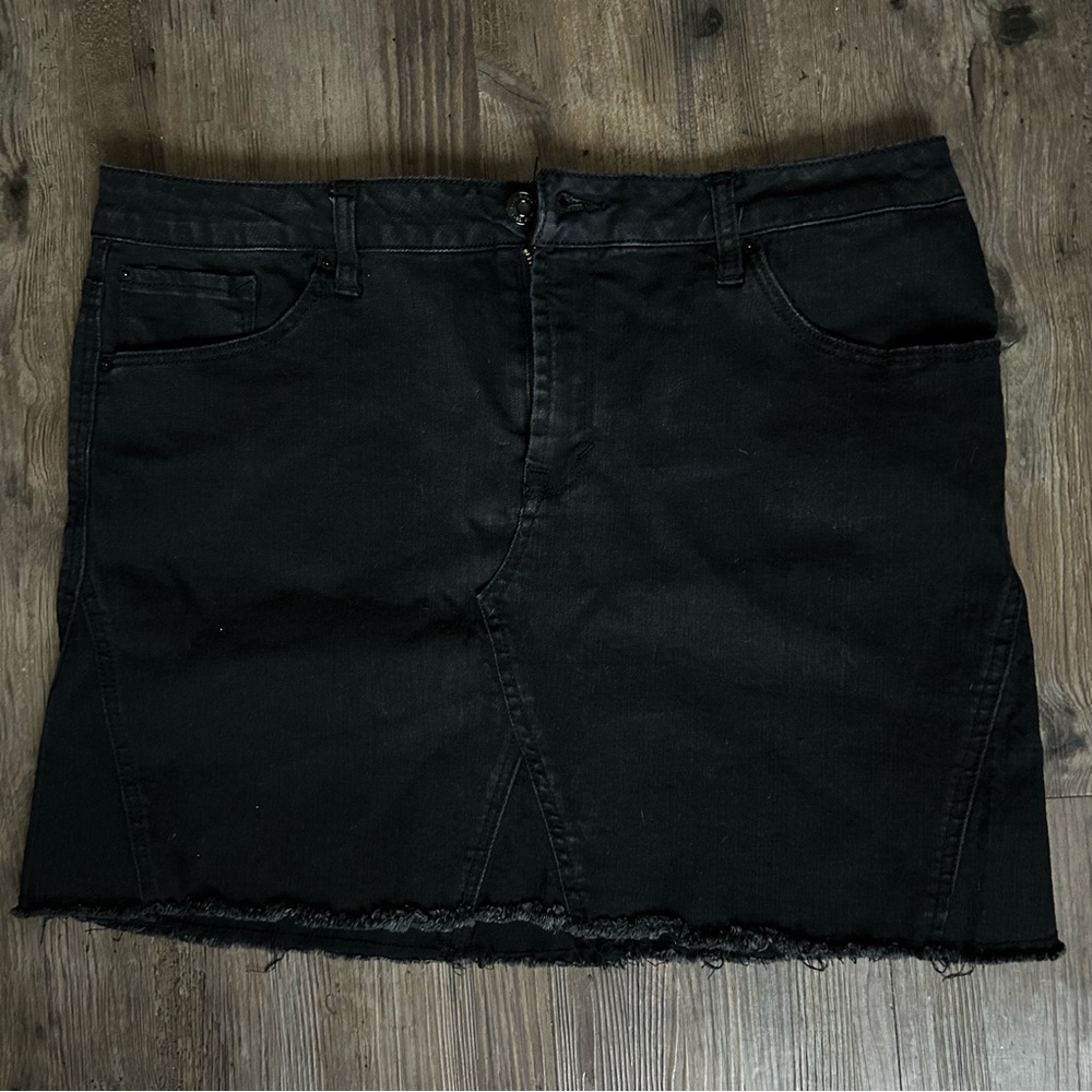 Black Jean Mini Skirt
